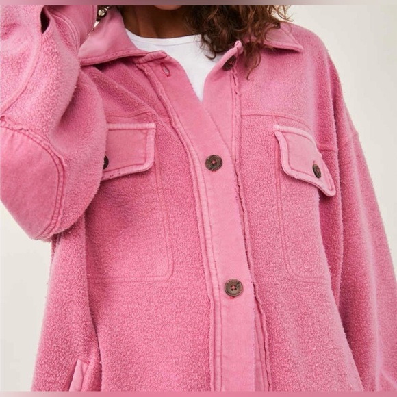 Free People | Pink Ruby Oversized Shirt Jacket size Small - Picture 3 of 15